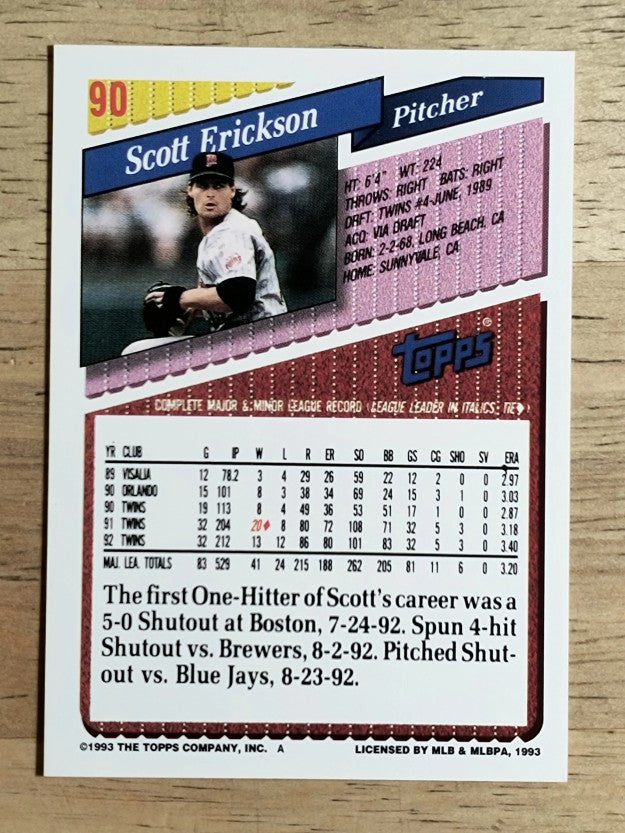 1993 Topps #90 Scott Erickson