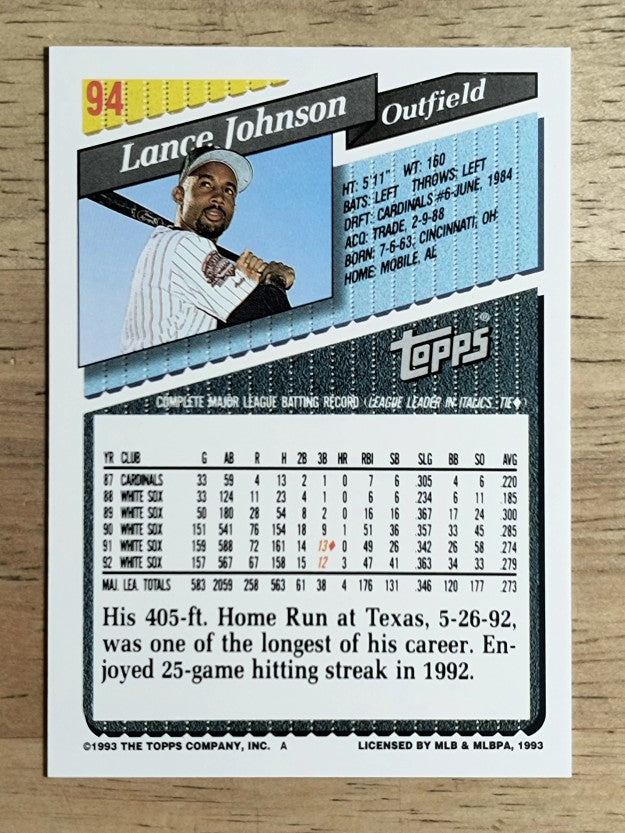 1993 Topps #94 Lance Johnson