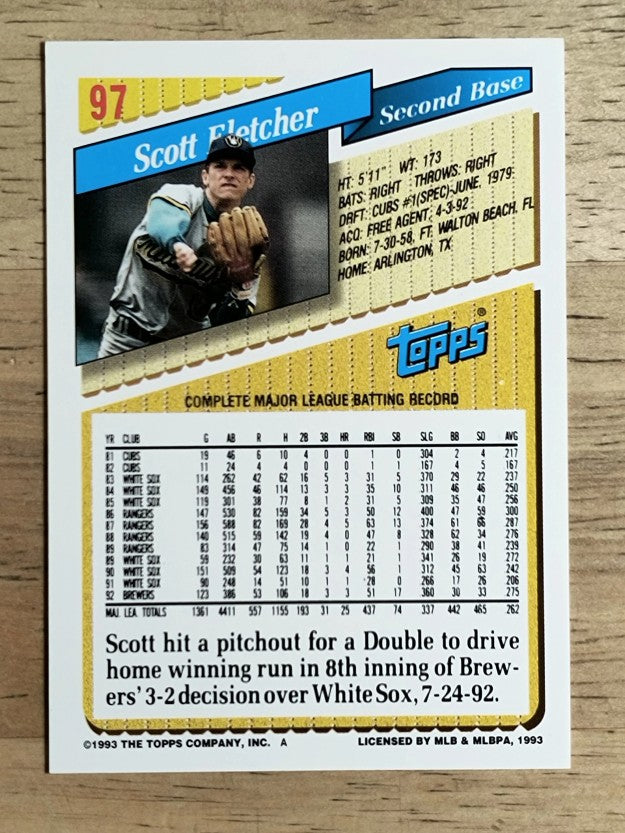 1993 Topps #97 Scott Fletcher