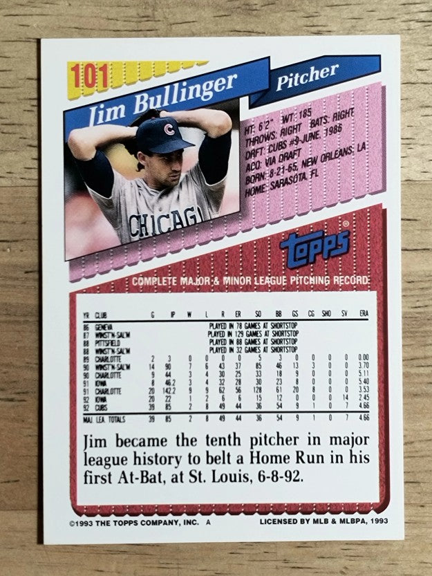 1993 Topps #101 Jim Bullinger