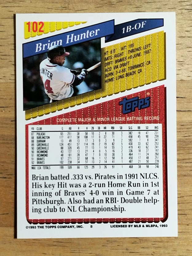 1993 Topps #102 Brian Hunter