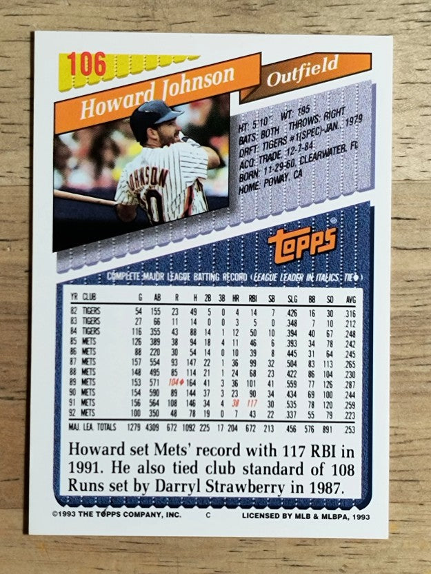 1993 Topps #106 Howard Johnson