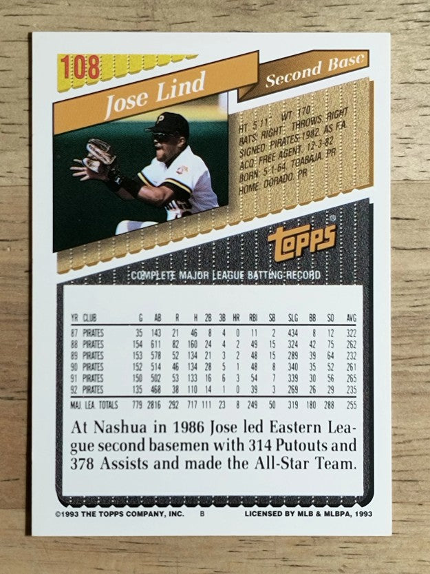 1993 Topps #108 Jose Lind