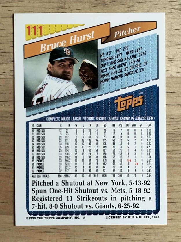 1993 Topps #111 Bruce Hurst
