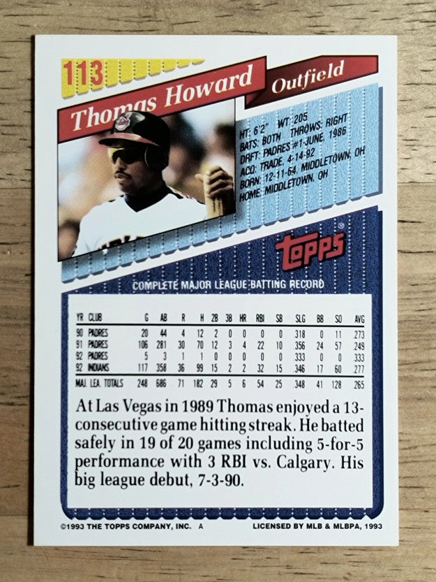1993 Topps #113 Thomas Howard