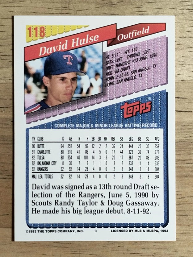 1993 Topps #118 David Hulse RC