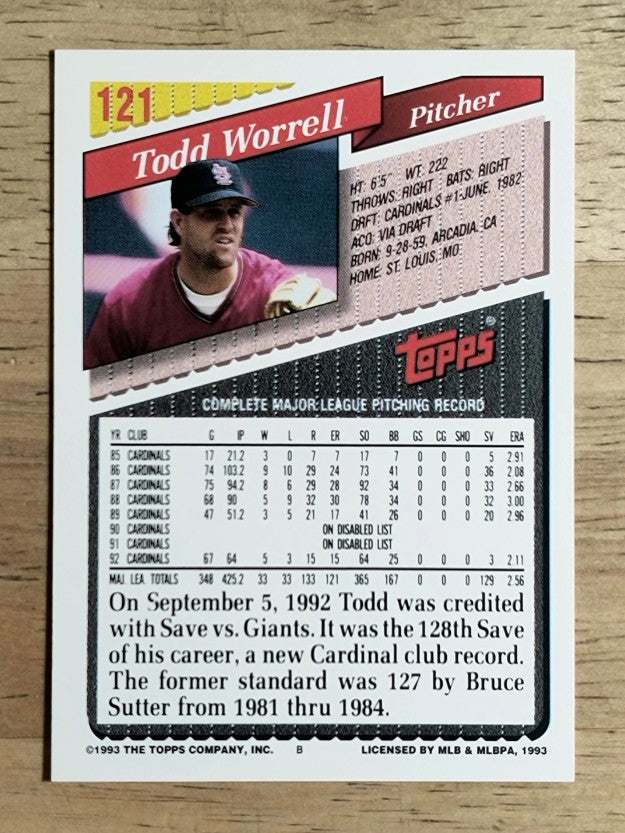 1993 Topps #121 Todd Worrell
