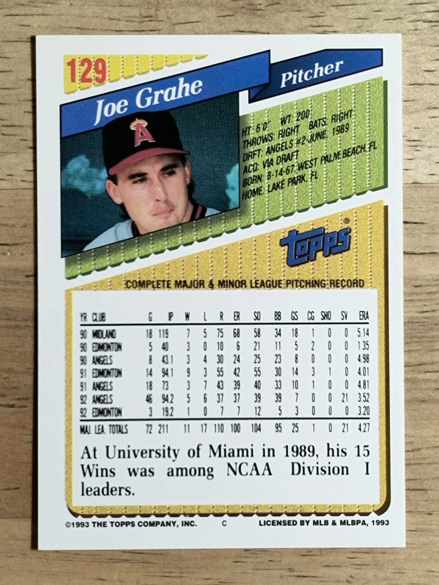 1993 Topps #129 Joe Grahe