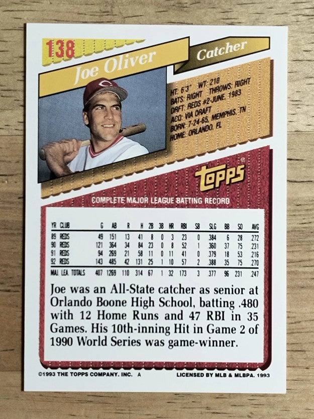 1993 Topps #138 Joe Oliver