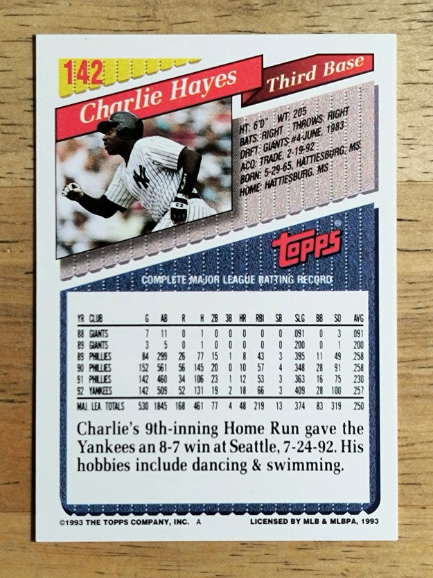 1993 Topps #142 Charlie Hayes
