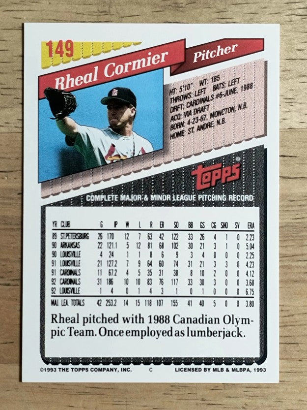 1993 Topps #149 Rheal Cormier