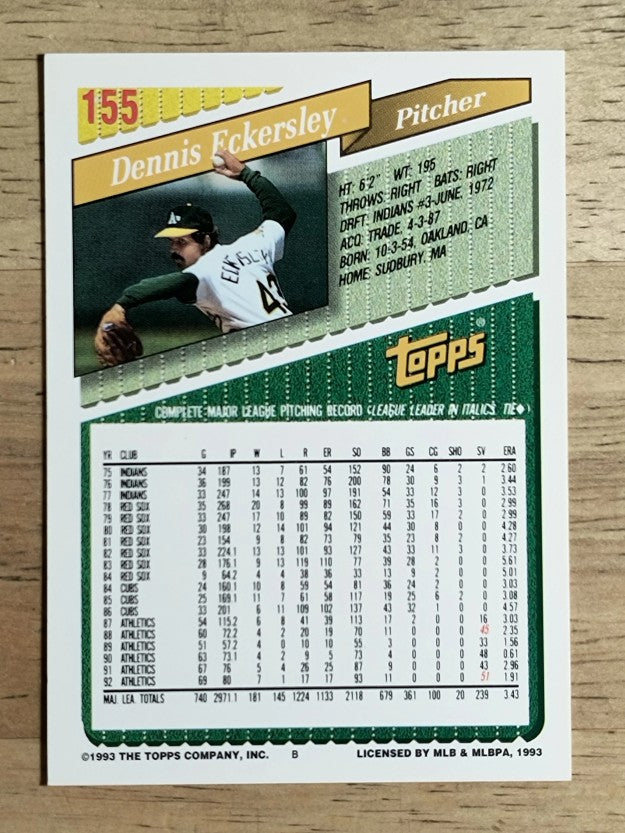 1993 Topps #155 Dennis Eckersley