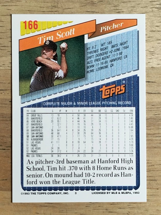 1993 Topps #166 Tim Scott