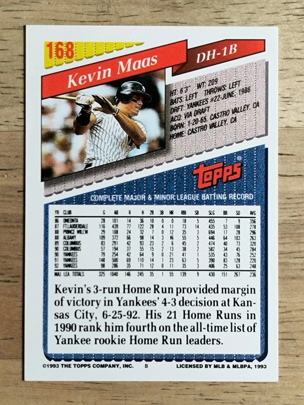 1993 Topps #168 Kevin Maas