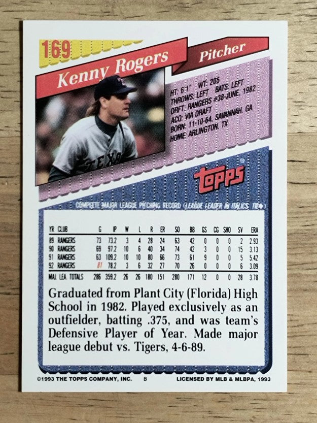 1993 Topps #169 Kenny Rogers