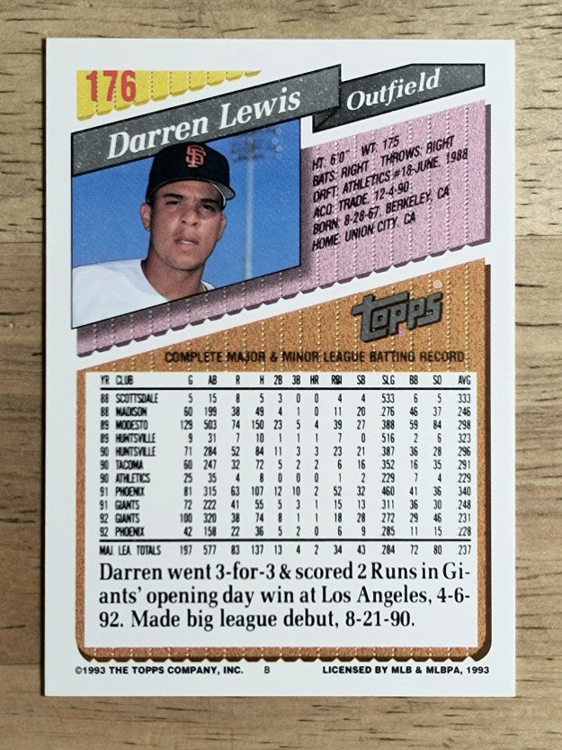 1993 Topps #176 Darren Lewis