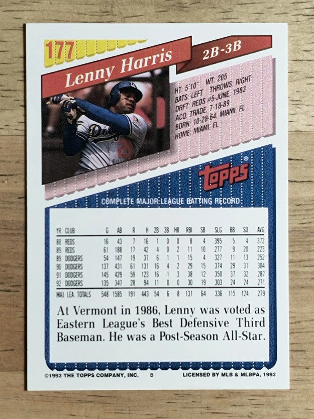 1993 Topps #177 Lenny Harris