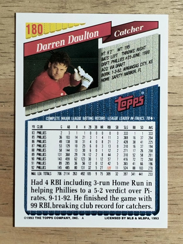 1993 Topps #180 Darren Daulton