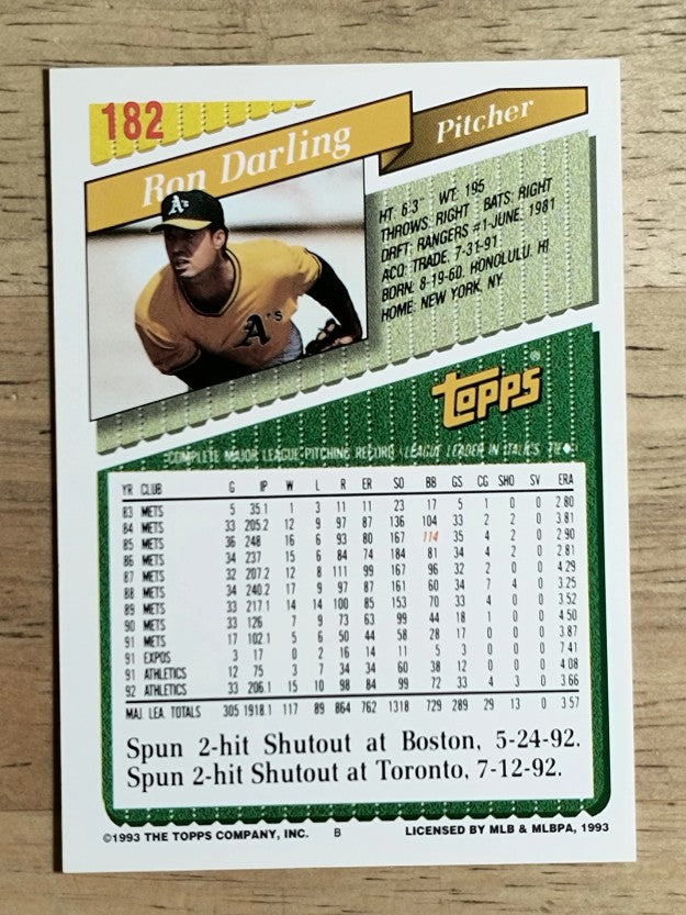 1993 Topps #182 Ron Darling