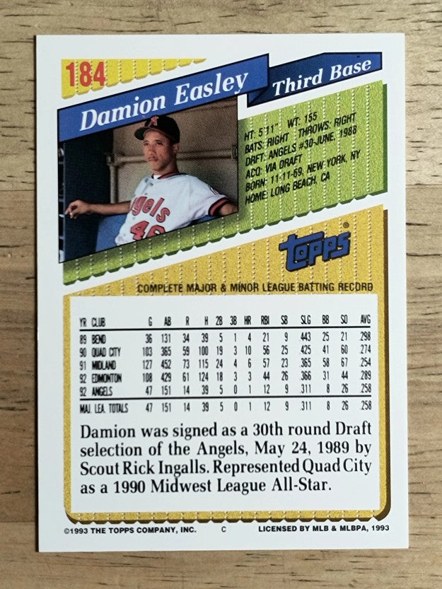 1993 Topps #184 Damion Easley