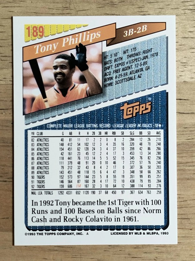 1993 Topps #189 Tony Phillips