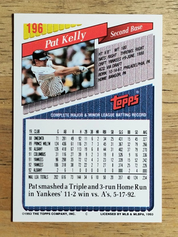 1993 Topps #196 Pat Kelly
