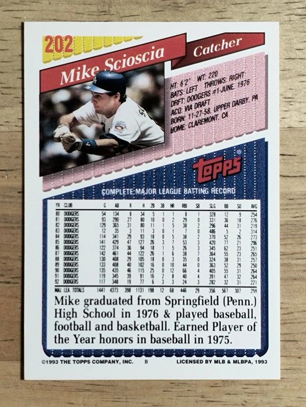1993 Topps #202 Mike Scioscia