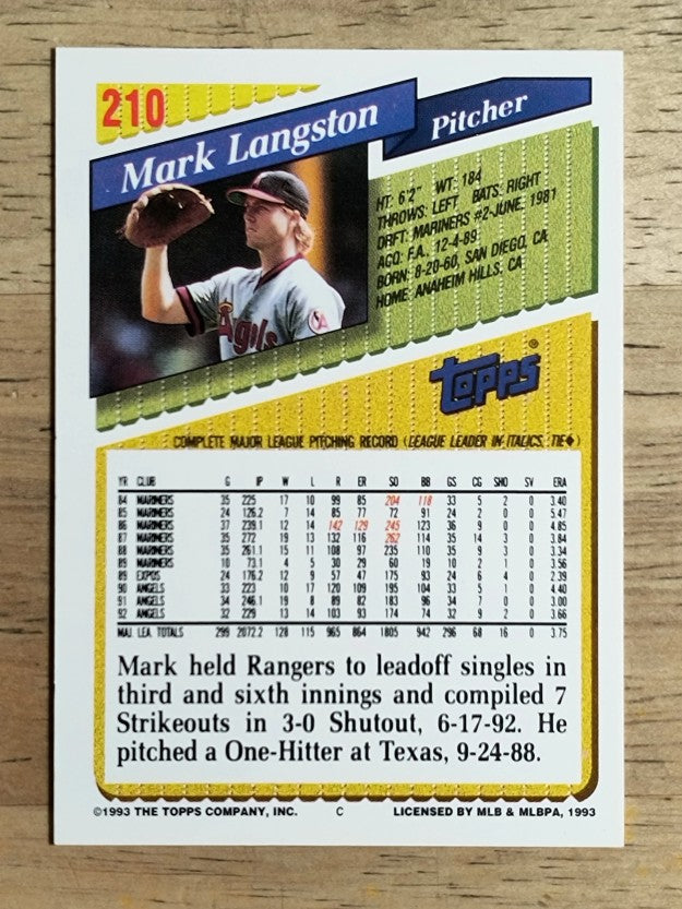 1993 Topps #210 Mark Langston