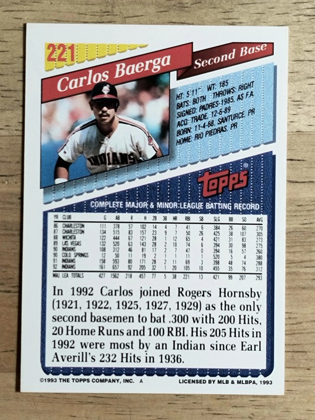 1993 Topps #221 Carlos Baerga