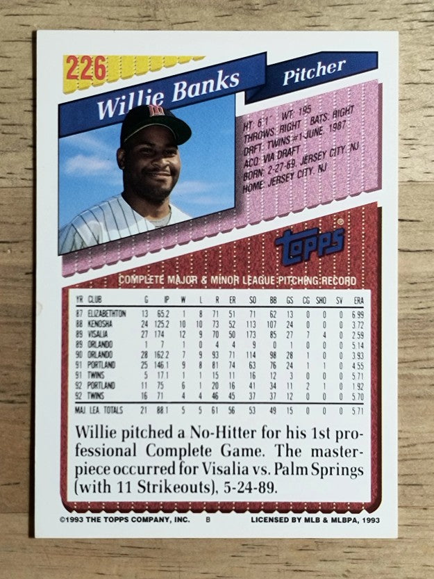 1993 Topps #226 Willie Banks
