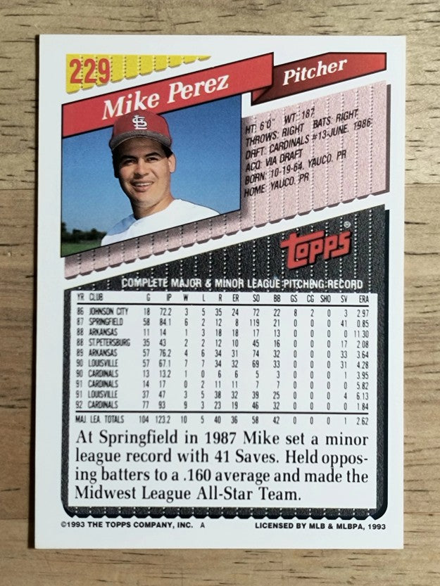 1993 Topps #229 Mike Perez