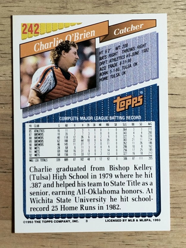 1993 Topps #242 Charlie O'Brien
