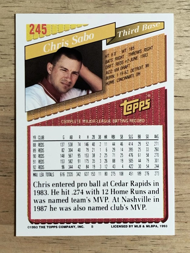 1993 Topps #245 Chris Sabo