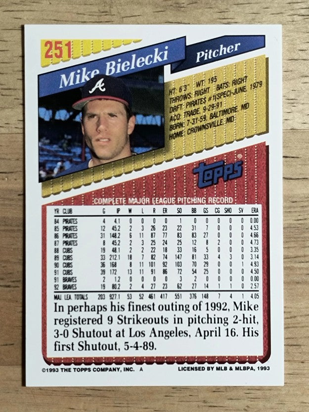 1993 Topps #251 Mike Bielecki