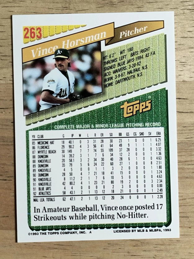 1993 Topps #263 Vince Horsman