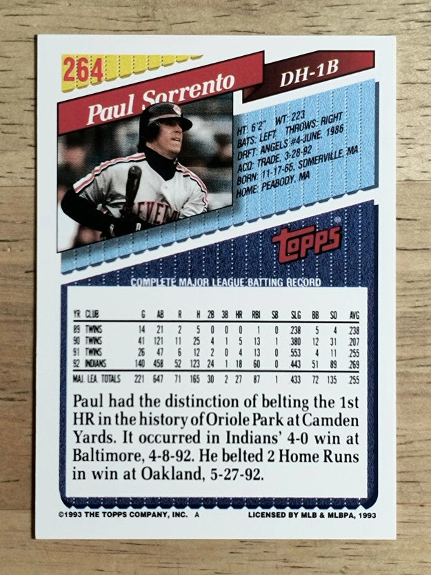 1993 Topps #264 Paul Sorrento