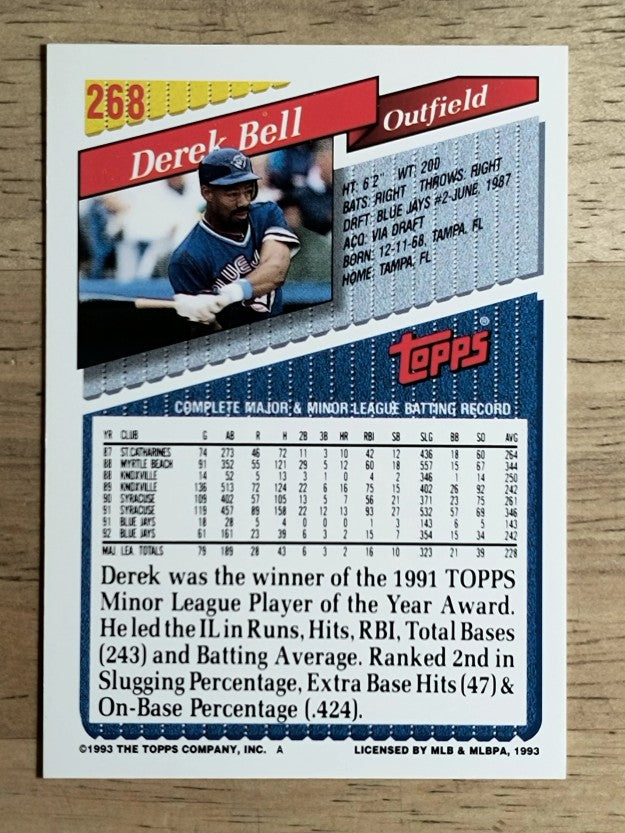 1993 Topps #268 Derek Bell