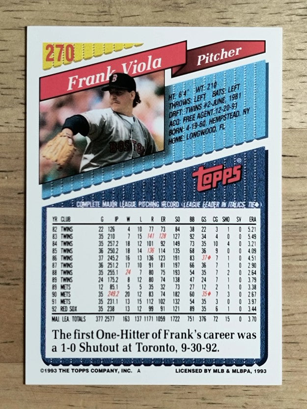 1993 Topps #270 Frank Viola