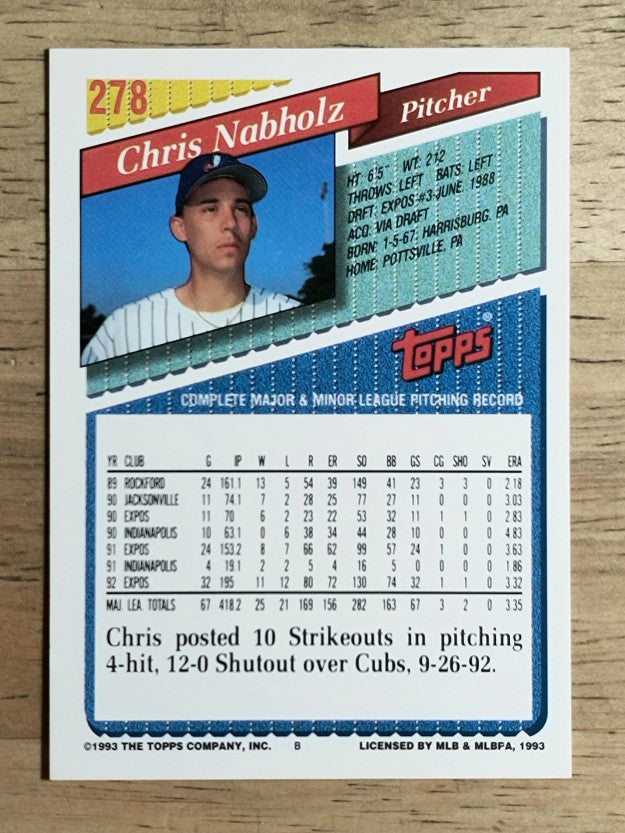 1993 Topps #278 Chris Nabholz