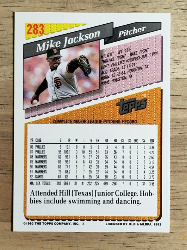 1993 Topps #283 Mike Jackson