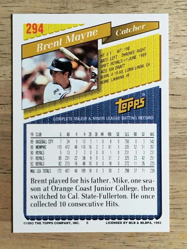 1993 Topps #294 Brent Mayne
