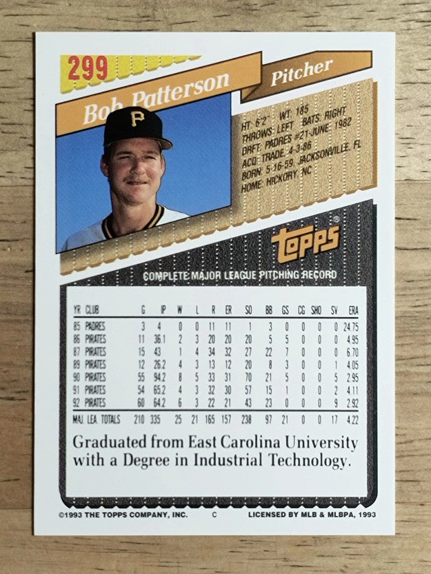 1993 Topps #299 Bob Patterson