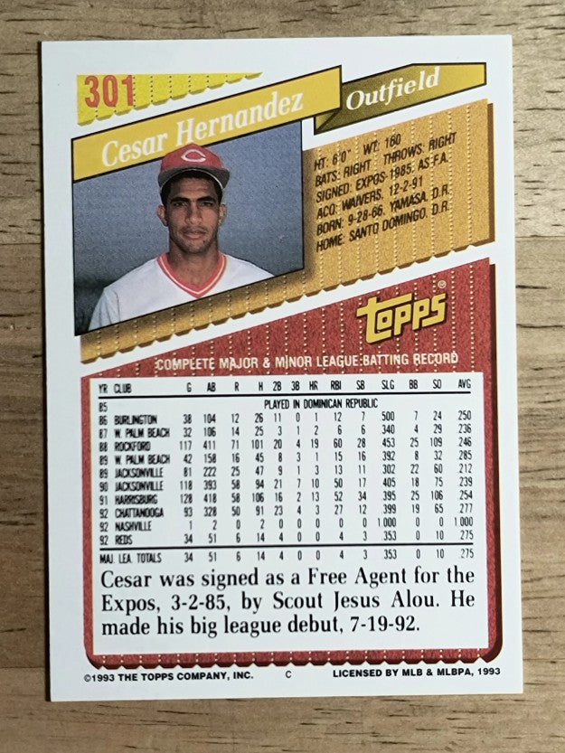 1993 Topps #301 Cesar Hernandez