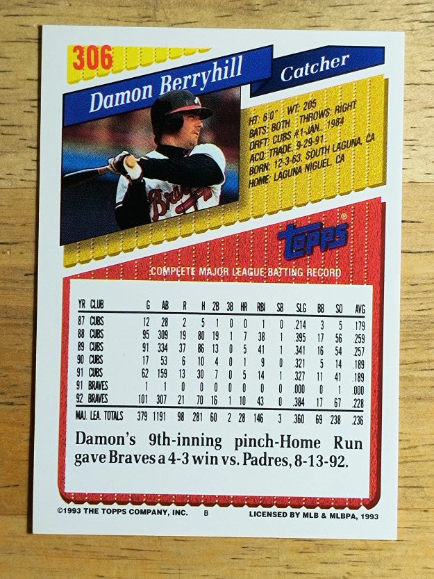 1993 Topps #306 Damon Berryhill