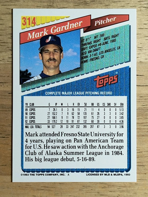 1993 Topps #314 Mark Gardner