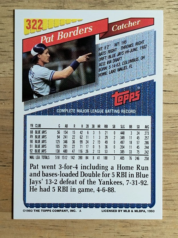 1993 Topps #322 Pat Borders