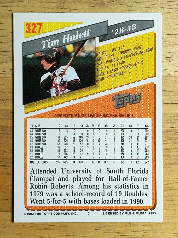 1993 Topps #327 Tim Hulett