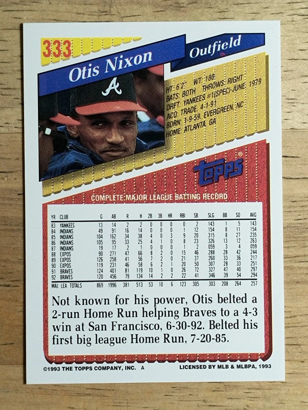 1993 Topps #333 Otis Nixon