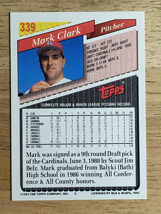 1993 Topps #339 Mark Clark