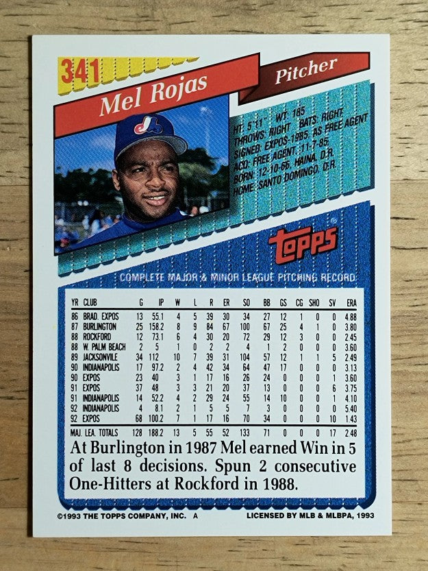 1993 Topps #341 Mel Rojas